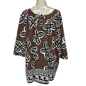 Unbranded Brown White white Short sleeve Career Officecore Travel‎ Vacation 2X